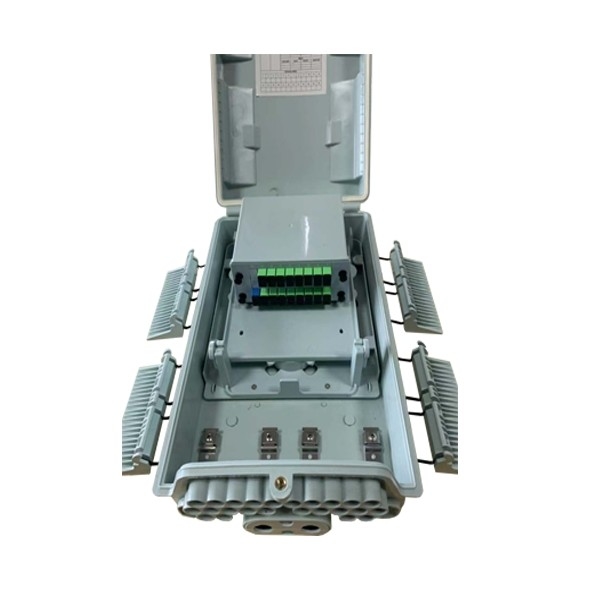चीन 24 पोर्ट फाइबर ऑप्टिक डिस्ट्रीब्यूशन बॉक्स ABS IP 65 दीवार / पोल विधि SC प्लग-इन PLC स्प्लिटर के साथ 1